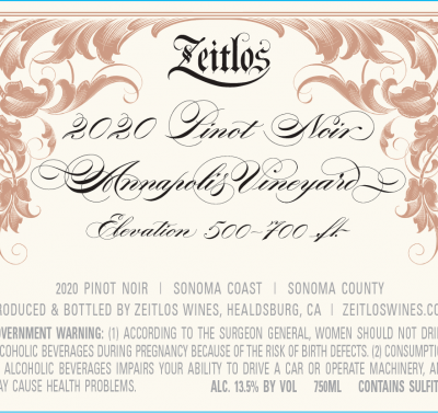 2020 Zeitlos Pinot Noir Label
