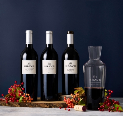 Mt. Brave Wines against a bard background