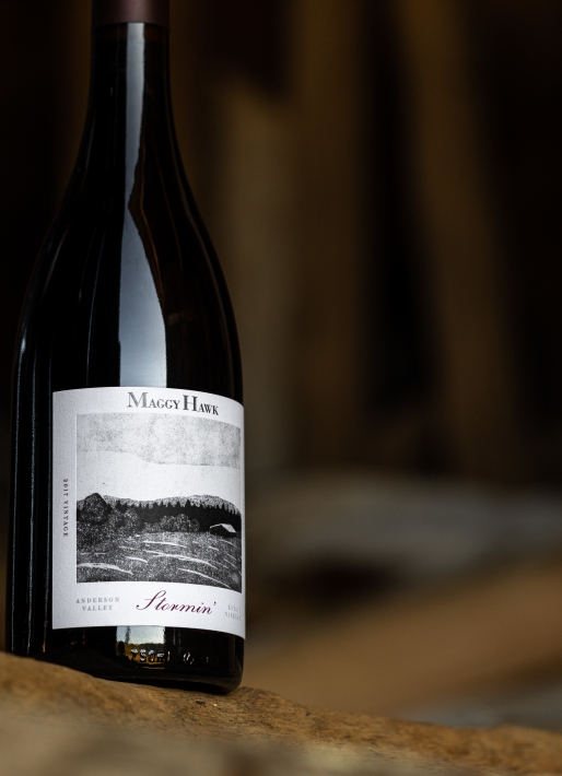 Maggy Hawk Pinot Noir in a barn