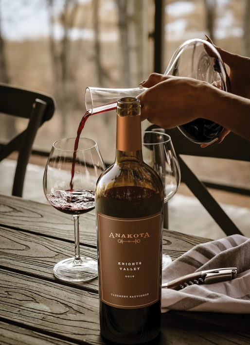 Single bottle of cabernet Sauvignon being poured during a private tasting