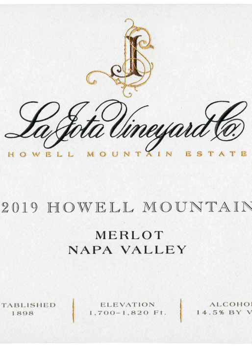 2019 La Jota Howell Mountain Merlot front label